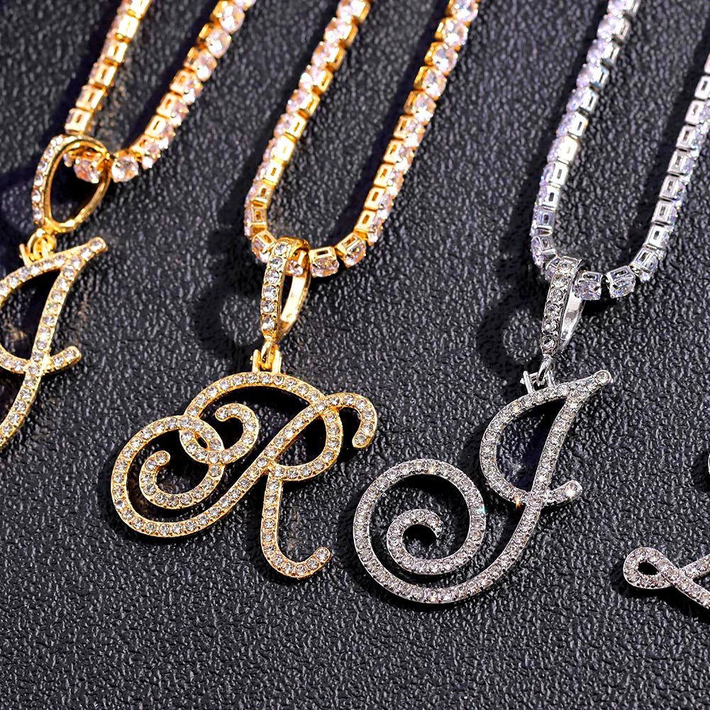 RomiVega Cursive Letter Initial Name Necklace