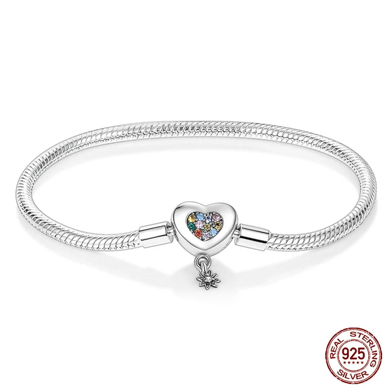 RomiVega 925 Silver Star, Moon & Clover Charm Bracelets