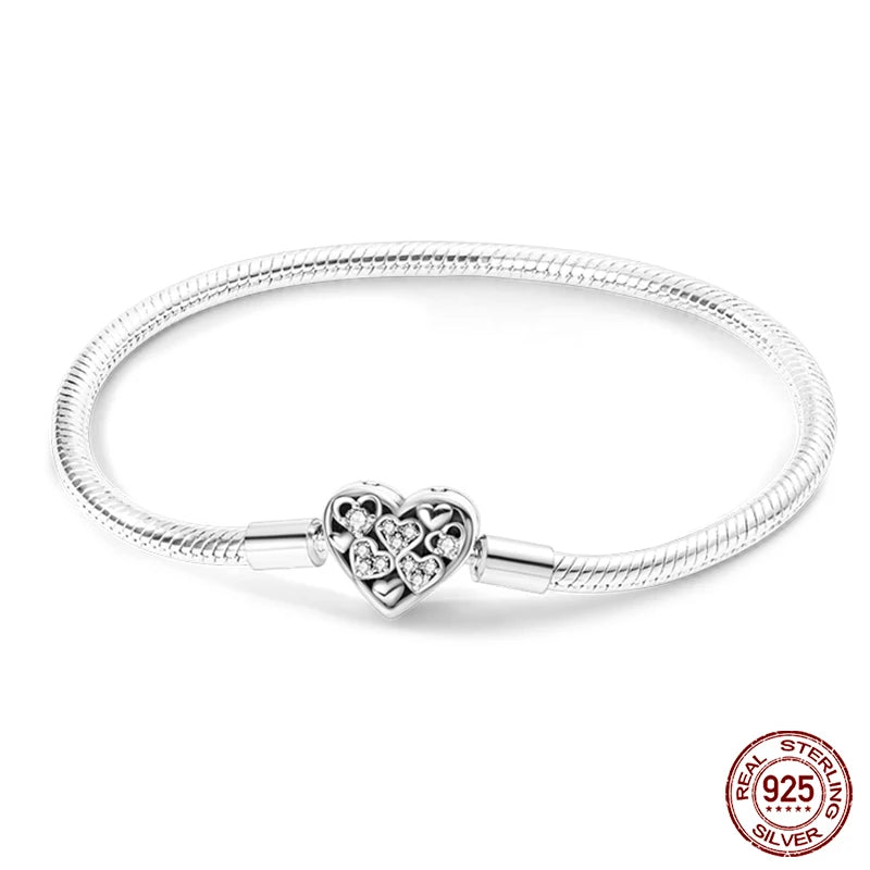RomiVega 925 Silver Star, Moon & Clover Charm Bracelets