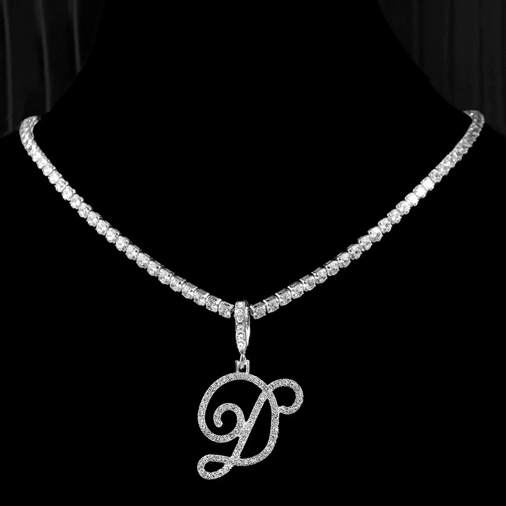RomiVega Cursive Letter Initial Name Necklace