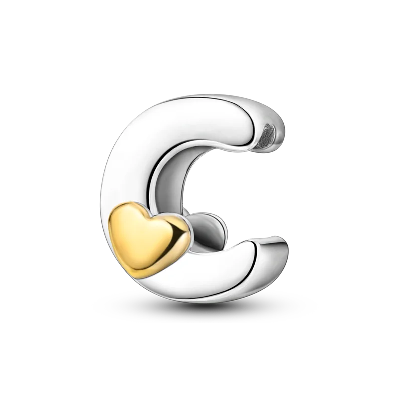 RomiVega 925 Sterling Silver Charms— Gold & Stone Letter Series Collection