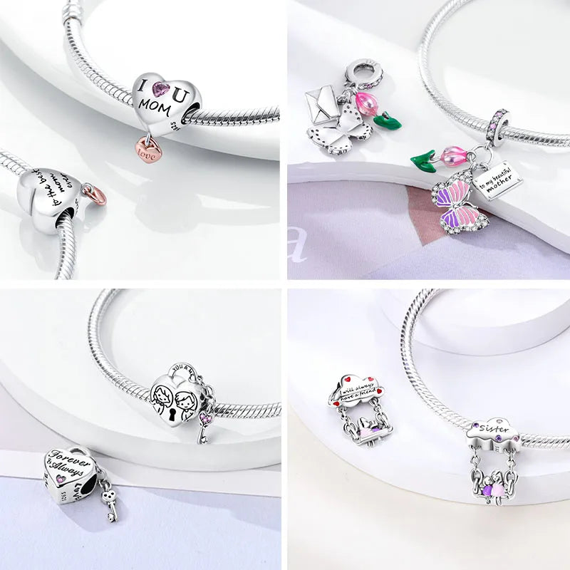 RomiVega 925 Sterling Silver Charms—Mommy & Me Series Collection