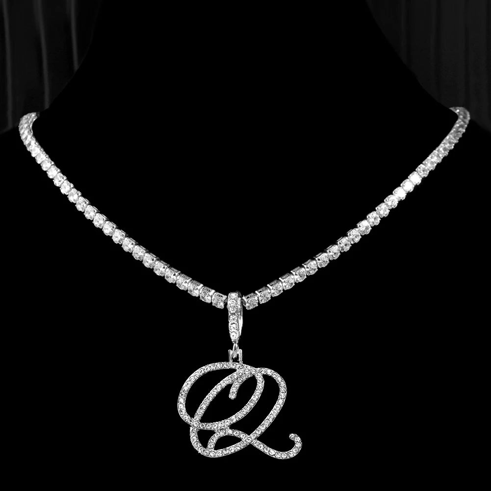 RomiVega Cursive Letter Initial Name Necklace