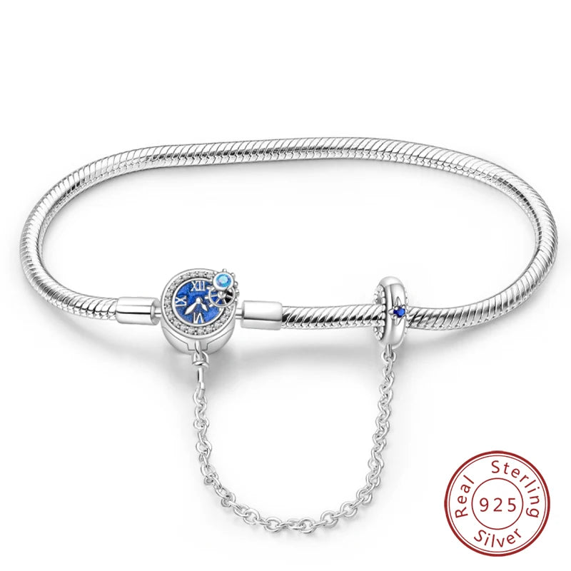 RomiVega 925 Silver Star, Moon & Clover Charm Bracelets