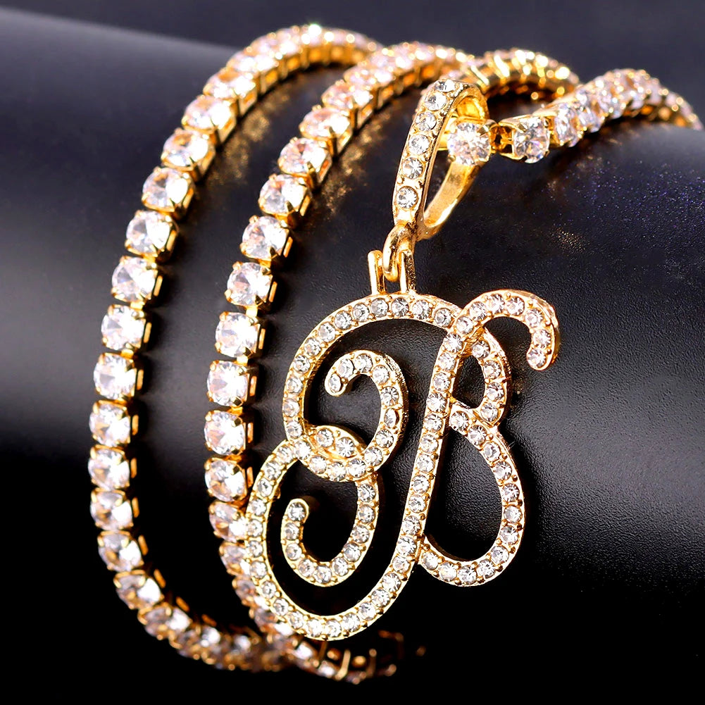 RomiVega Cursive Letter Initial Name Necklace