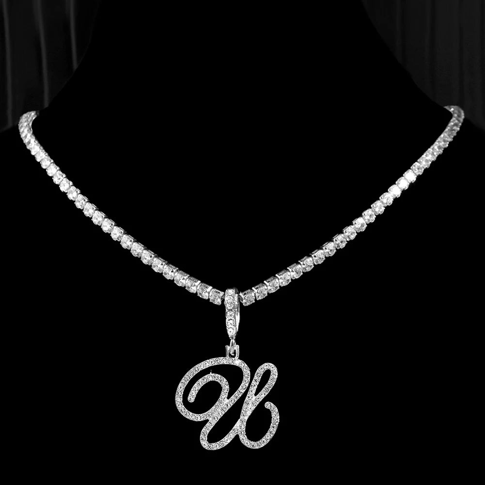 RomiVega Cursive Letter Initial Name Necklace