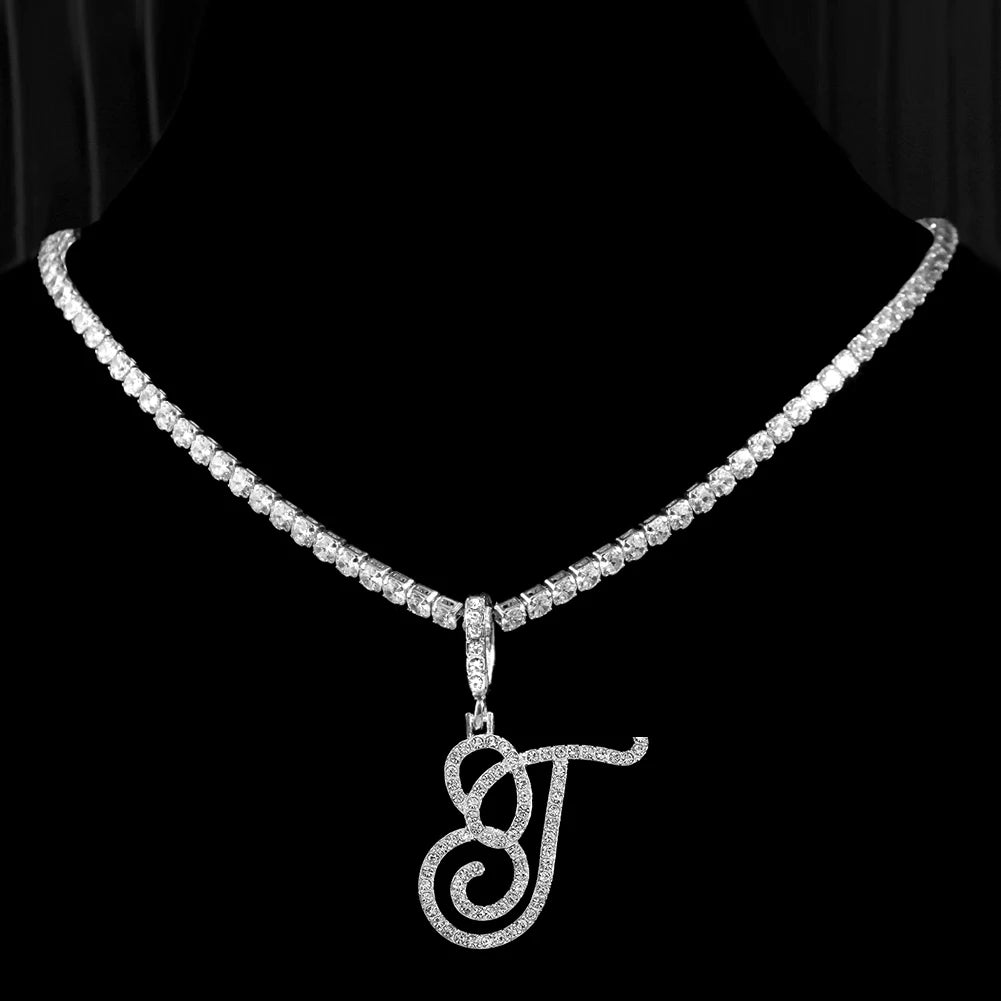 RomiVega Cursive Letter Initial Name Necklace