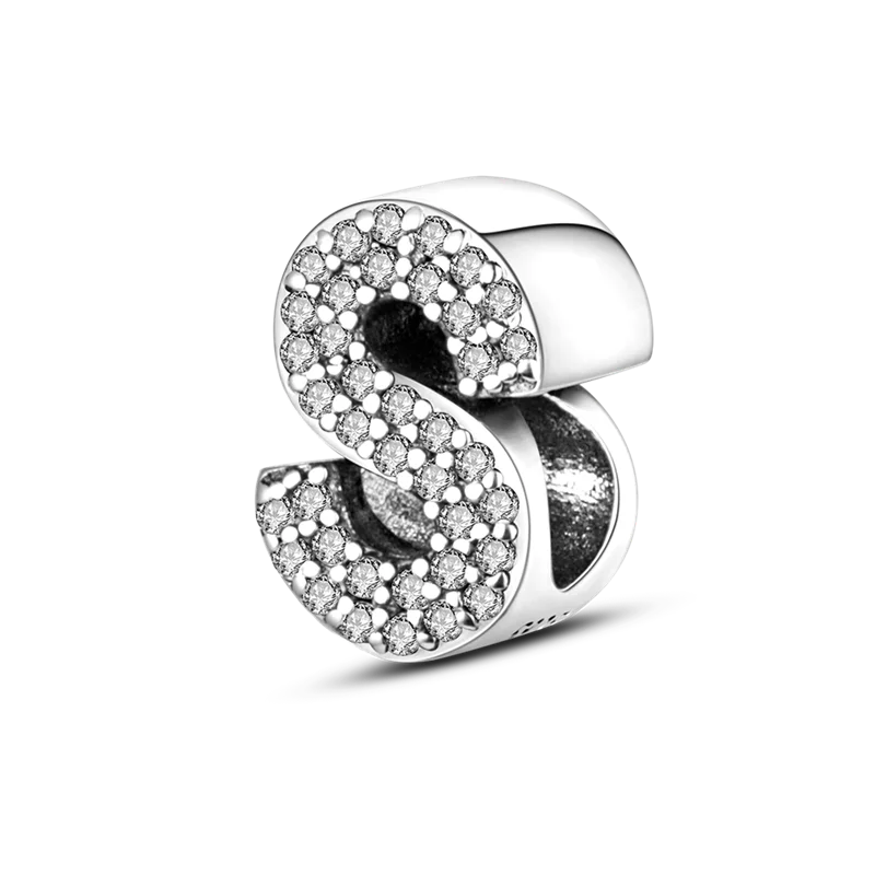 RomiVega 925 Sterling Silver Charms— Gold & Stone Letter Series Collection