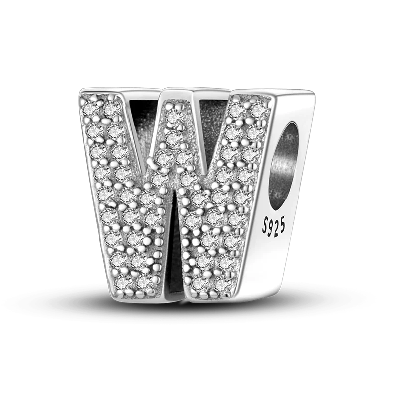 RomiVega 925 Sterling Silver Charms— Gold & Stone Letter Series Collection