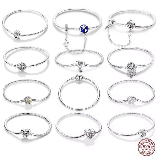 RomiVega 925 Silver Star, Moon & Clover Charm Bracelets