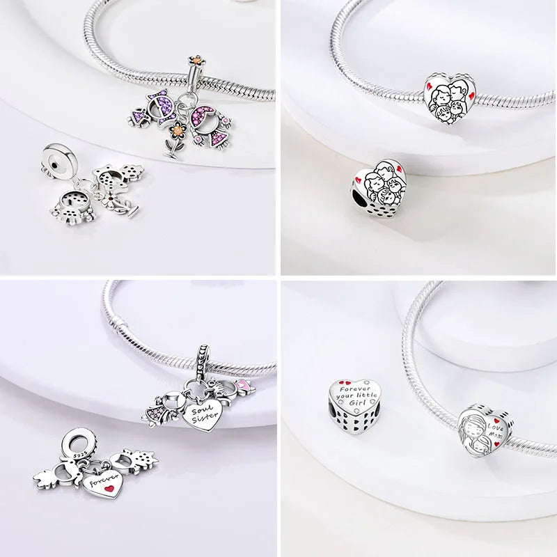 RomiVega 925 Sterling Silver Charms—Mommy & Me Series Collection